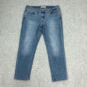 Levis Jeans Womens 29x27 Blue Boyfriend Stretch Denim Mid Rise Zip Fly Relaxed